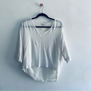 Cabi white lace aztec print back detail blouse